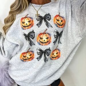 Gray Halloween Pumpkin Graphic Sweatshirt
